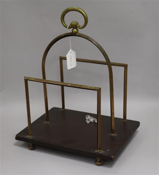 A brass magazine rack height 42cm width 31cm